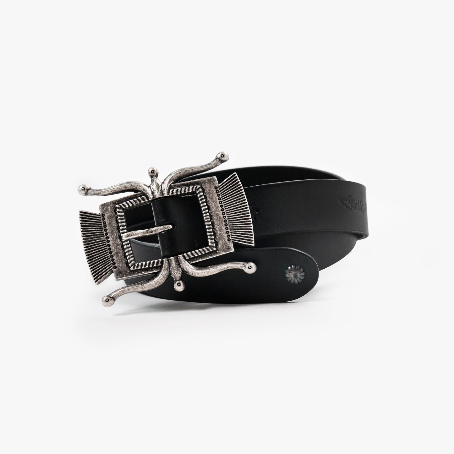 LEATHER BELT WITH STERLING STUD | BLACK