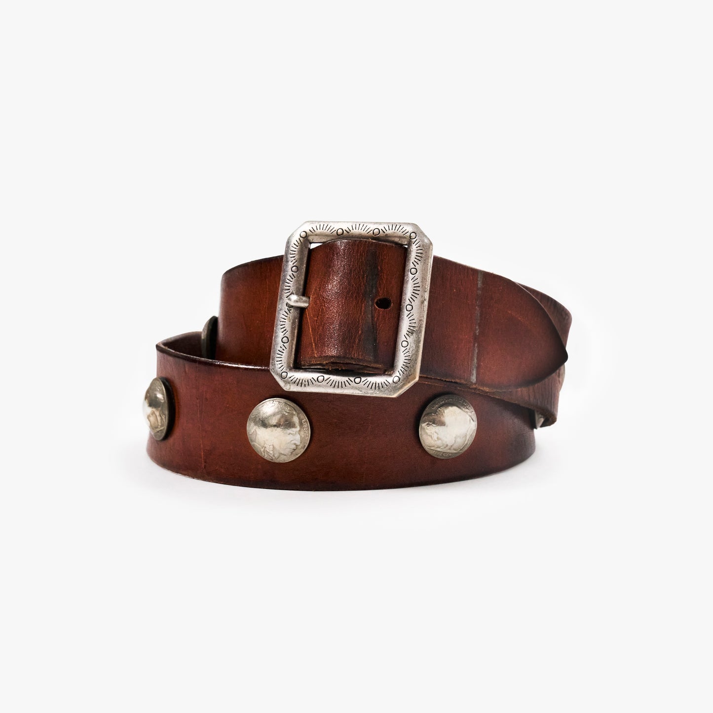 LEATHER BELT WITH CONCHOS | NATURAL